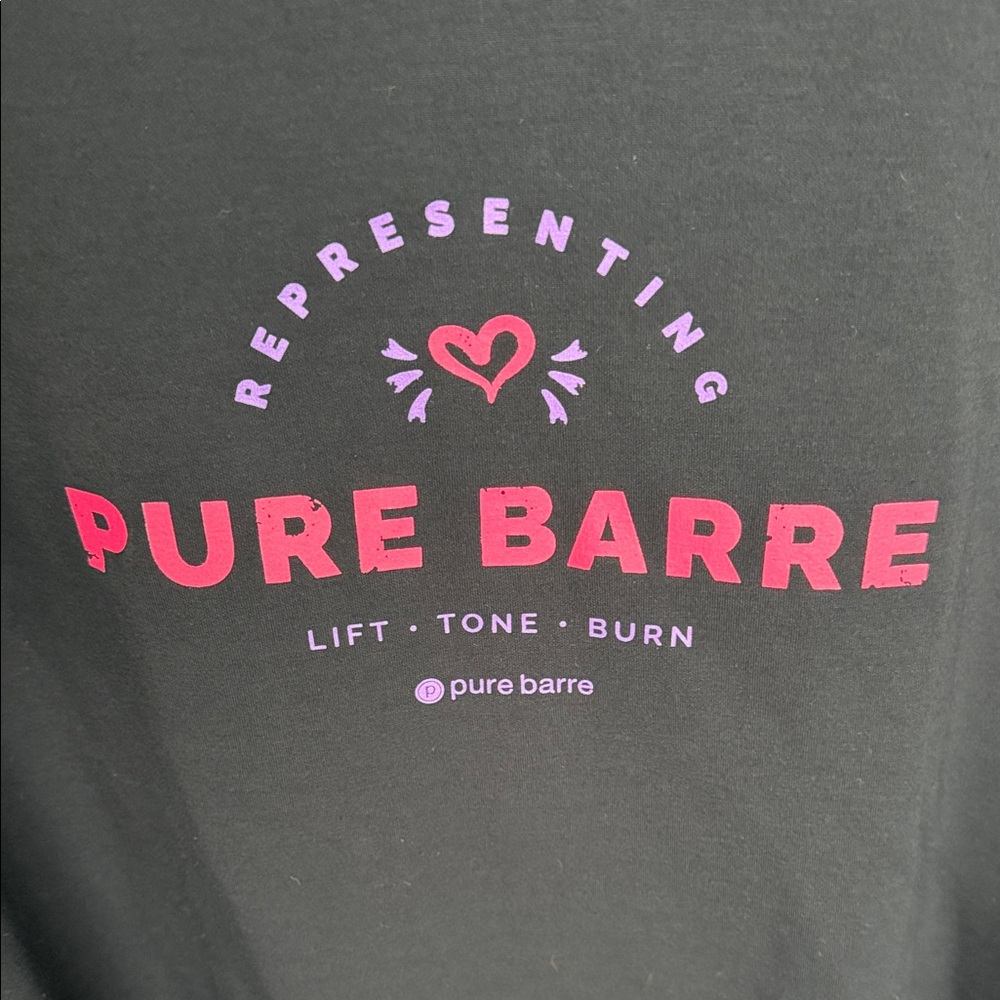 Pure Barre Black Sweatshirt with Pink Logo - Picture 2 of 3